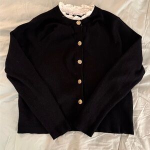 Sioni Black Cardigan with Gold Buttons